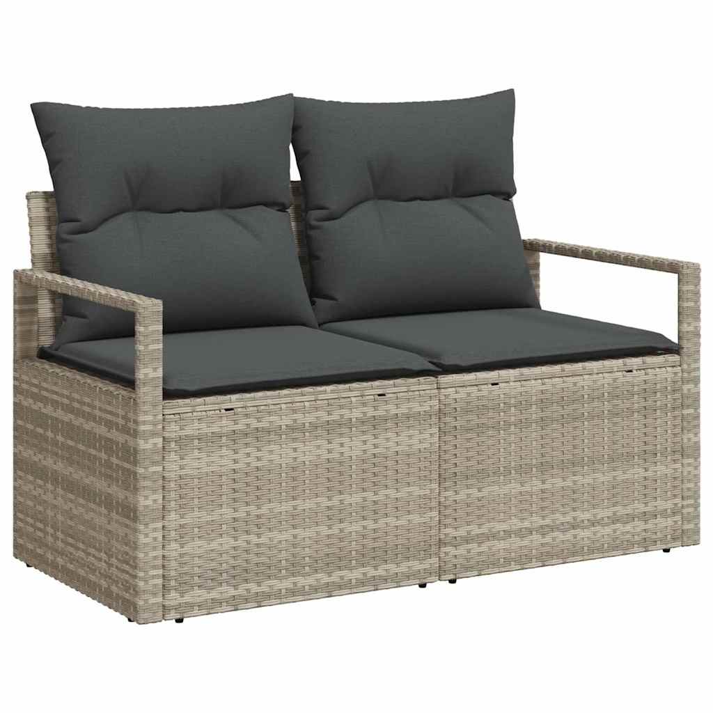Garten-Sofa-Set mit Speicher 7 pcs Hellgrau Poly Rattan
